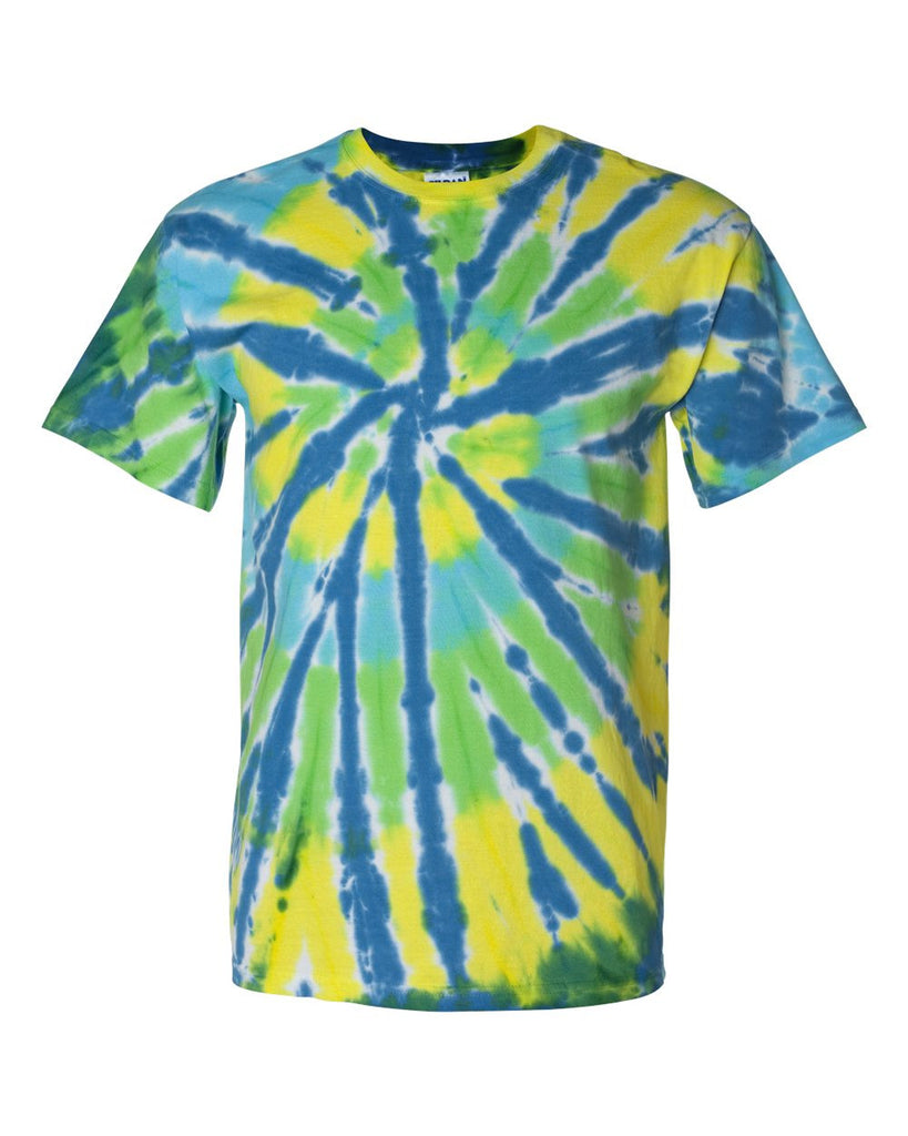 Tie-Dyed - Multi-Color Cut-Spiral Short Sleeve T-Shirt - 200T2