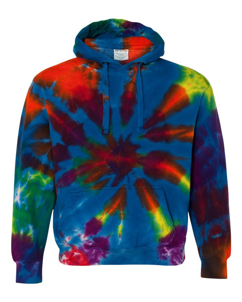Tie-Dyed - Rainbow Multi-Color Cut-Spiral Hooded Sweatshirt - 854TD